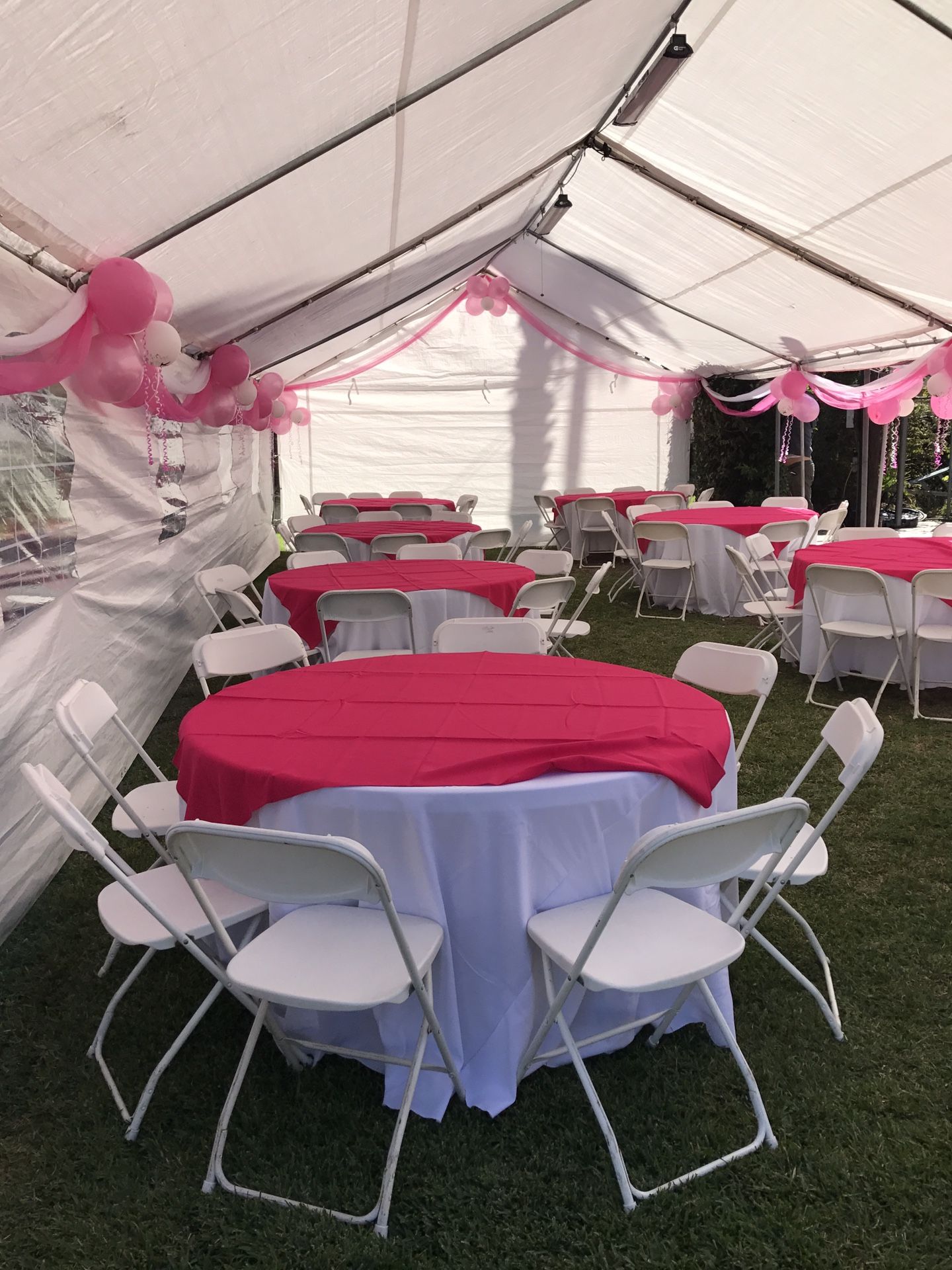 Canopy,plastic folding chairs and round tables!!