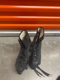 Roller blades and helmet and knee pads