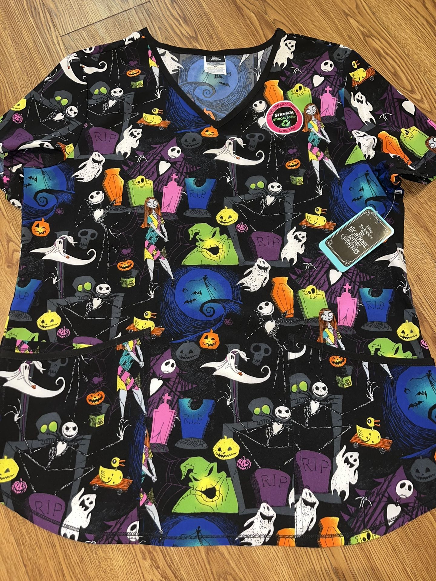 Nightmare Before Christmas Scrub Top. Size M. 