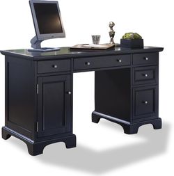 New Homestyles Bedford Black Pedestal Desk, Still in Original Box