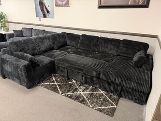 Large Black Corduroy Sectional Sofa Sleeper
