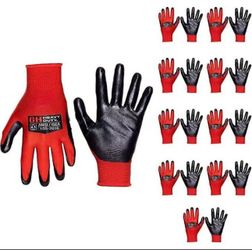 Nitrile Reusable Work Gloves, All Purpose Work Gloves with Cut Resistant Palm
