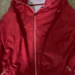 Columbia Omni-Shied Rain Jacket Women's XL Red Windbreaker Hooded