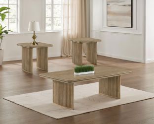 Adina Distressed Light Brown 3-piece Wood Coffee Table Set
