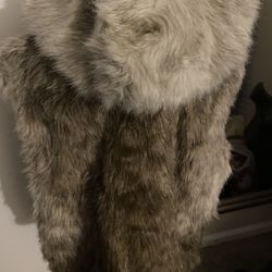 Fur Vest, Size Medium, Tan And Brown 