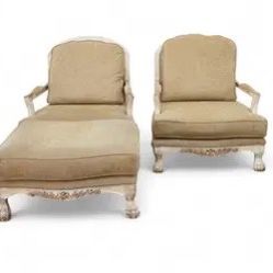 Pair Arm Chairs With Matching Ottoman