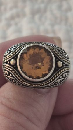 DESIGNER SAMUEL BENHAM STERLING SILVER & https://offerup.com/redirect/?o=MThLVC5HT0xE CITRINE STONE RING- SZ7