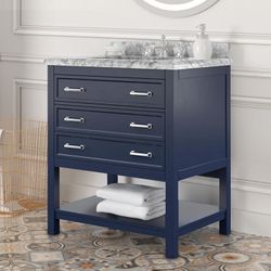 31" Bathroom Vanity w/ Sink & Marble Top – Blue or White | $699