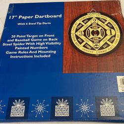 SportsCraft 17” Paper Two Sides Dartboard Dart Game With Steel Tip Darts (Shrink-Wrapped)