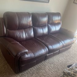 100% Real Leather couch and Recliner 