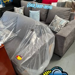Sofá Set Couches New Blue Grey Fabric Material 