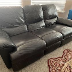 Moving Must Sell Black Leather  Sofa - Electric Recliners Both End, Must See  