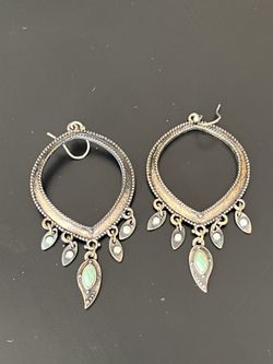 Bronze and Light Green Turquoise Dangle Earrings