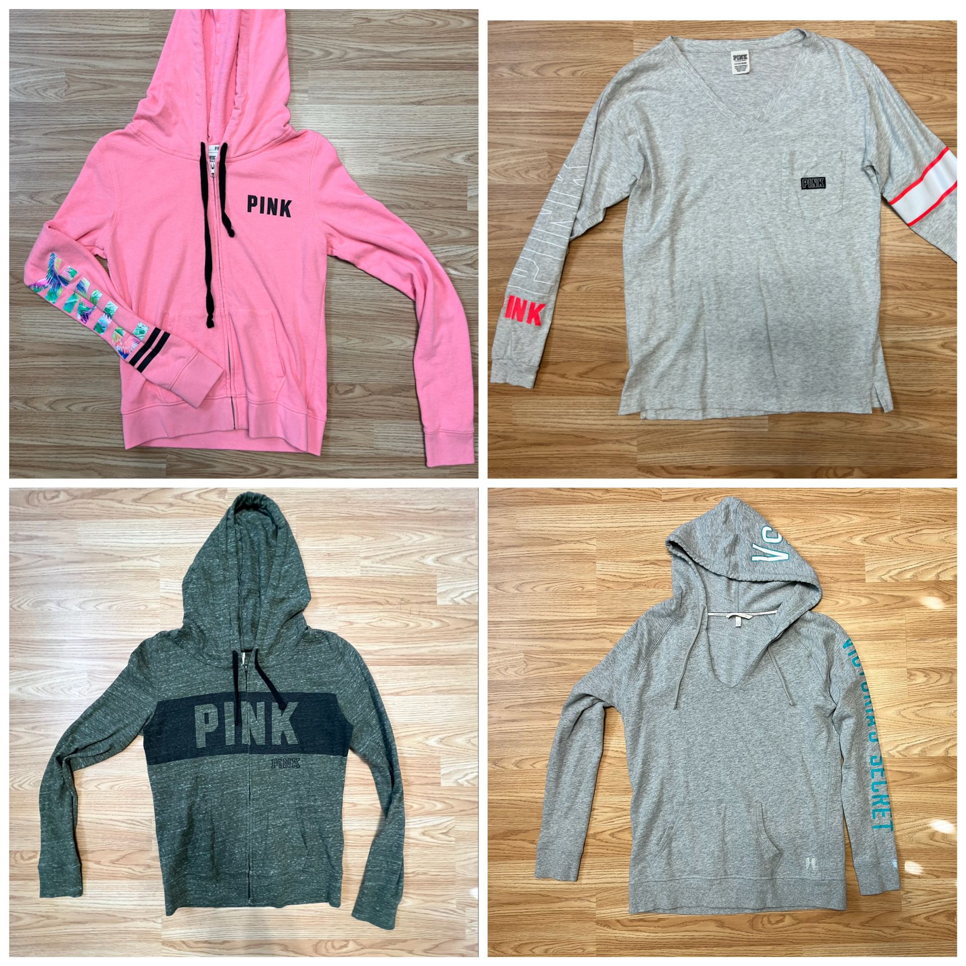 4 VS PINK Sweater Zip Up Hoodie Long Sleeve   Size S/M