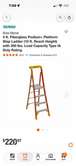 Werner 4 ft. Fiberglass Podium+ Platform Step Ladder