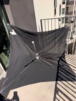 IKEA black umbrella with ground spike #outdoor #garden