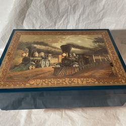 Enesco Currier & Ives Train Jewelry Music Box Plays “Chattanooga Choo Choo” Vintage 1991