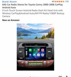 64G Car Radio Stereo for Toyota Camry 2000-2006 CarPlay Android Auto 9 inch Touch Screen Android Radio Dash Kit Head Unit with Wireless CarPlay&Androi