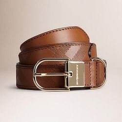 Burberry Authentic Women's Embossed Check London Leather Belt Size: 95