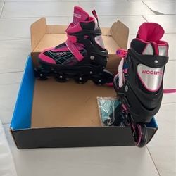 Woolitime Sports Adjustable Roller Blades for Girls Boys Kids with Featuring All Illuminating Wheels