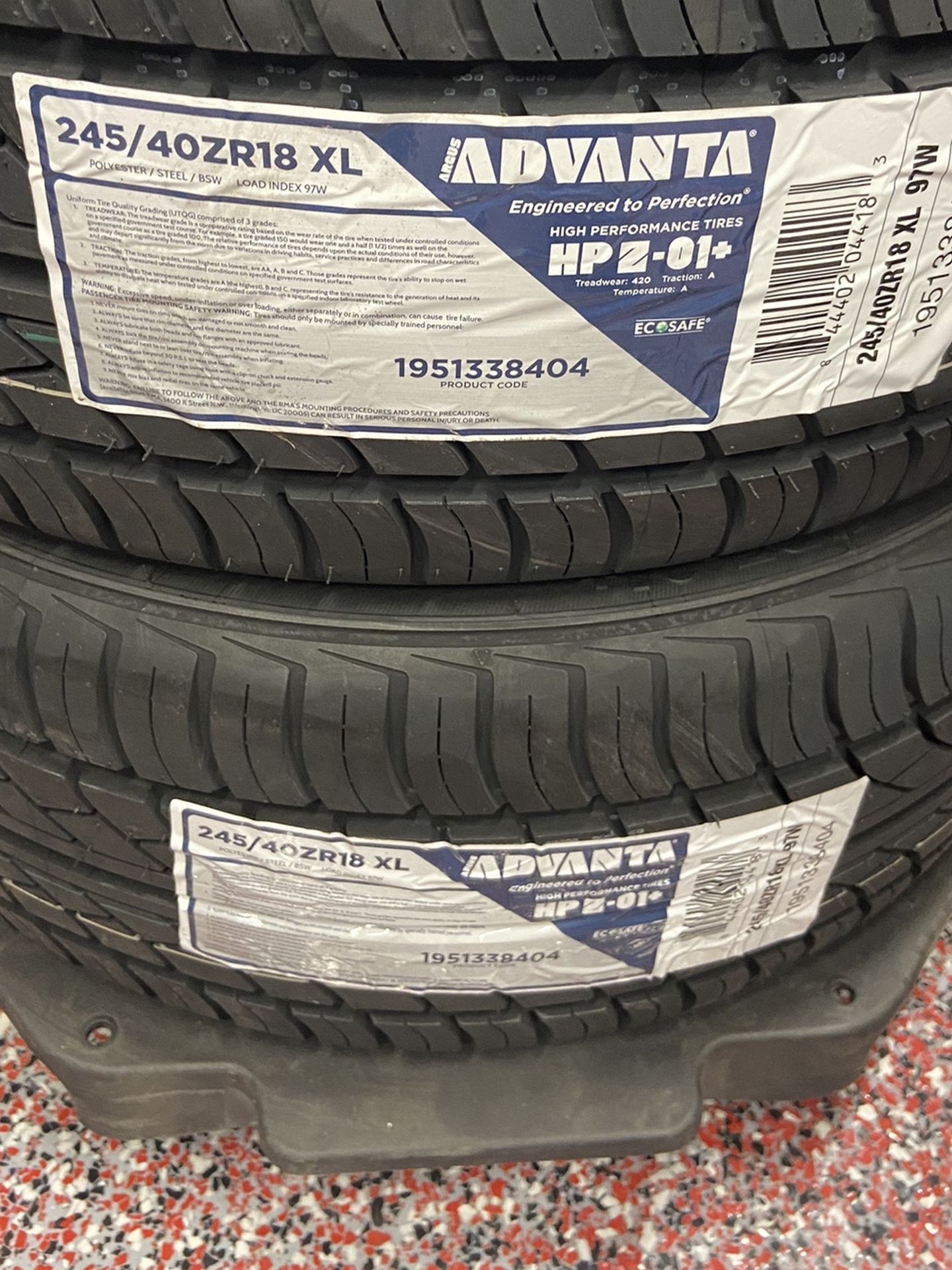 ADVANTA HPZ01 245/40ZR18 $71 each tire new 60k warranty 245/40/18 all season ULTRA high performance tires 245/40ZR/18 245/40R/18