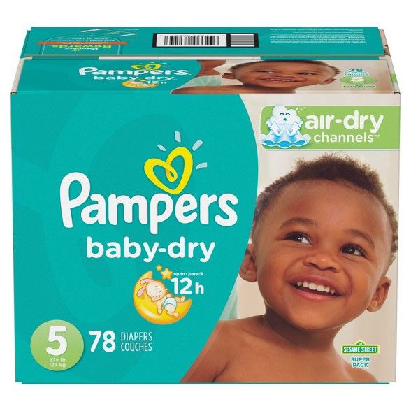 Pampers Baby Dry (3 boxes) 228 diapers & wipes