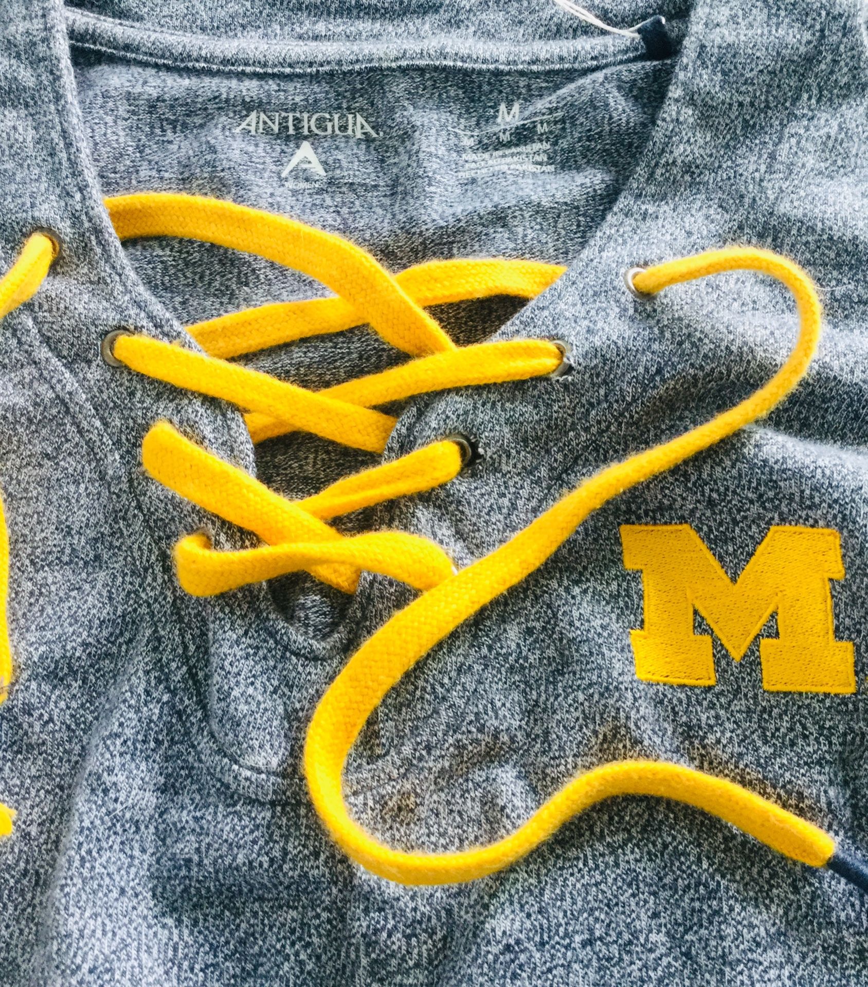 UNIVERSITY OF MICHIGAN LONG SLEEVE LACE UP FRONT! Rare med. was $74.