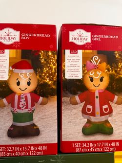 Holiday Time Gingerbread Boy & Girl Inflatables Set