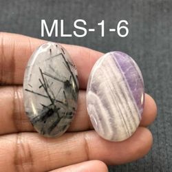 Multi-Stone Mix Shape Gemstone Cabochon-2Pc Lot-MLS-1-6/STK-123