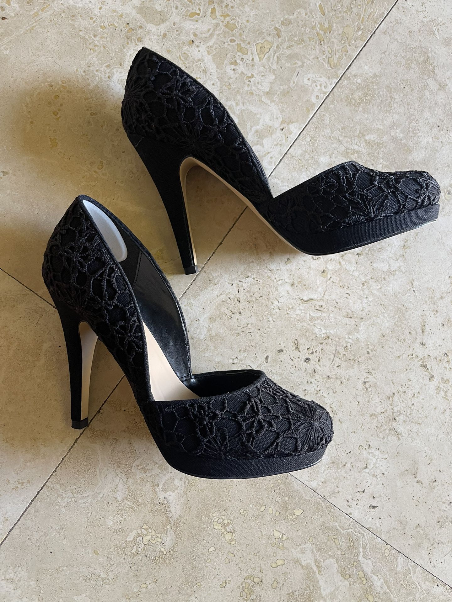 Call It Spring Heels Black Embroidered Brand New 