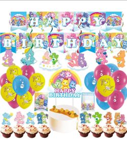 Bears Party Decorations Pack - Birthday Occasion, Includes Happy Birthday Banner, Cake Topper, Cupcake Toppers, Hanging Swirl, Balloons