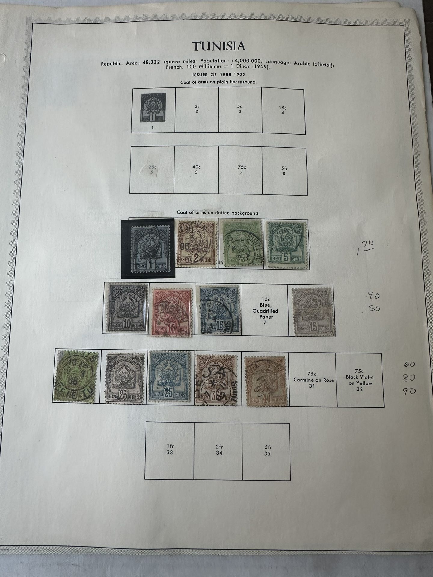 Old Tunisia Collection Of 200 Stamps From Years 1(contact info removed)