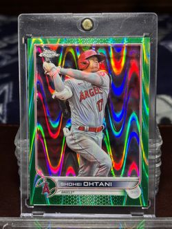 Shohei Ohtani Topps Chrome Aqua Ray Wave Refractor numbered to 99