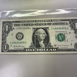 Repeater $1.00 Dollar Bill 2017A Series