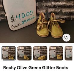 Rochy Olive Green Glitter Boots