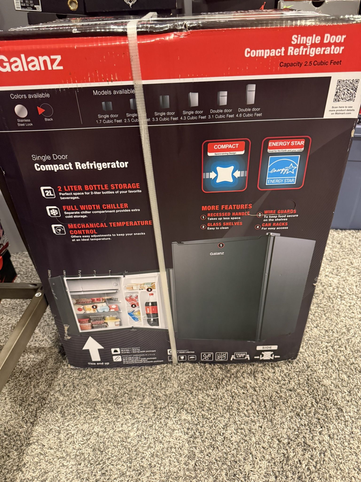 Galanz 2.5 Cubic Foot Refrigerator With Freezer New