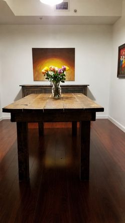 Rustic Solid Wood Farmhouse Dining Table