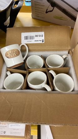 Set of 6 Speckled Ceramic Coffee Mugs