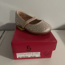 Ballet Flat Shoes Toddler Fashion Dress Shoes MUY-SHINE-INFANT PINK SILVER/GLITTER Size 5 Toddler