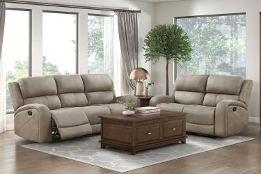 two Pieces Polished Microfiber Recliner Sofa and Loveseat  