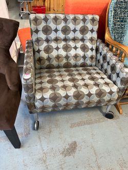 Blue grey atomic modern armchair (in store)