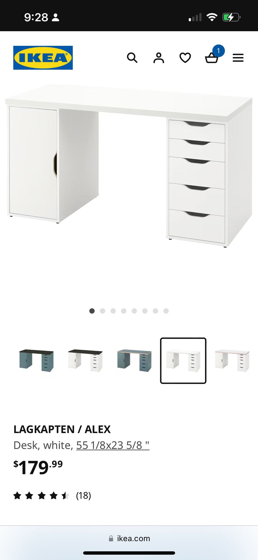 White IKEA Alex Desk