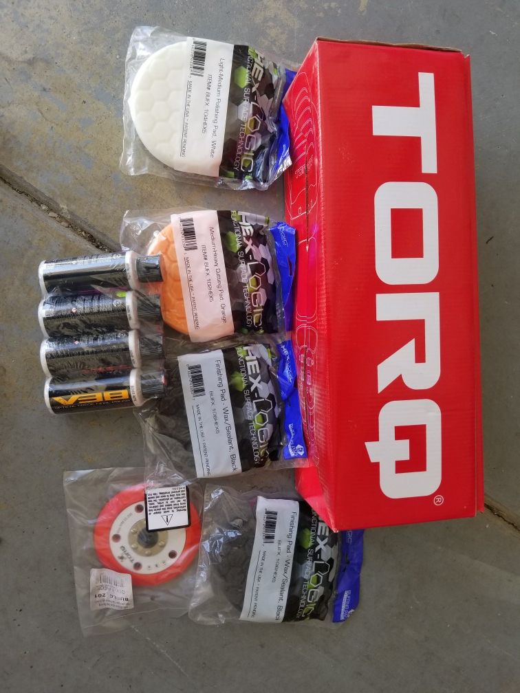 Torq fx10 polisher and chemical guy pads all new