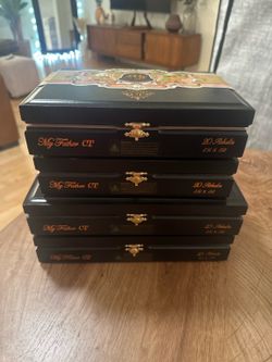 4 Empty My Father Connecticut Wooden Cigar Boxes – Premium Craft & Storage Boxes