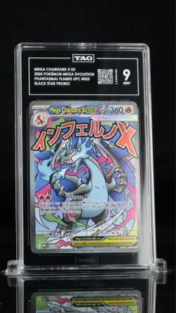 TAG 9 Mega Charizard X EX 023 Mega Evolution Promo Holo English Card.