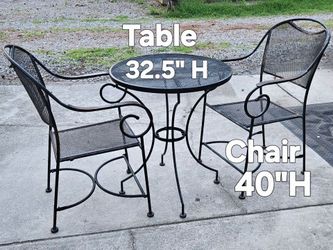 Black Steel Bistro Patio Set(Tabke&2-Chairs)