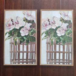 Wood Framed Floral Art - 15" x 9" - Set of 2 - New

Add a touch of elegance to your home decor with this beautiful set of Wood Framed Floral Art!