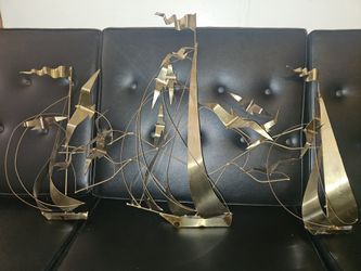 1970s Brass Metal Sailboat Art Piece 