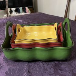 Set Of 3 Nesting Stoneware Bakers