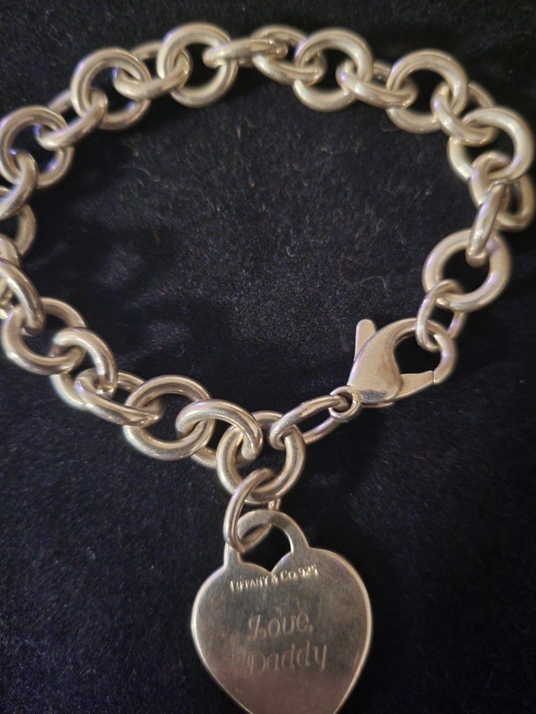 Tiffany & Co Heart Charm Bracelet 925 Silver